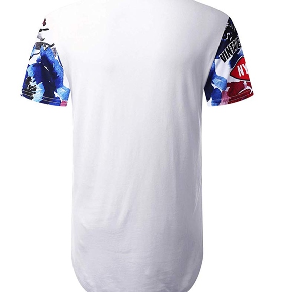 Mens Hipster Hip Hop Floral Graphic T-Shirt - Picture 2 of 2